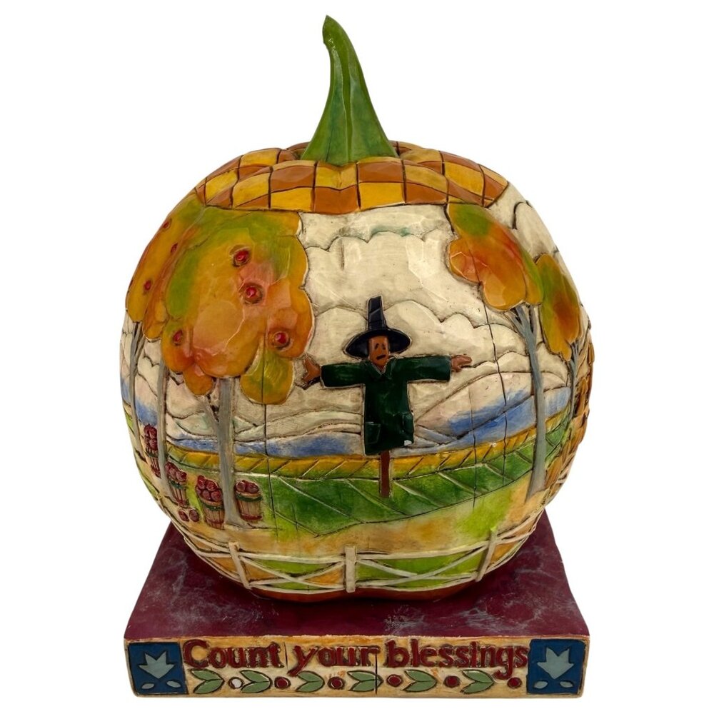 Jim Shore Heartwood Creek Count Your Blessings Pumpkin Figurine Fall 2004 READ